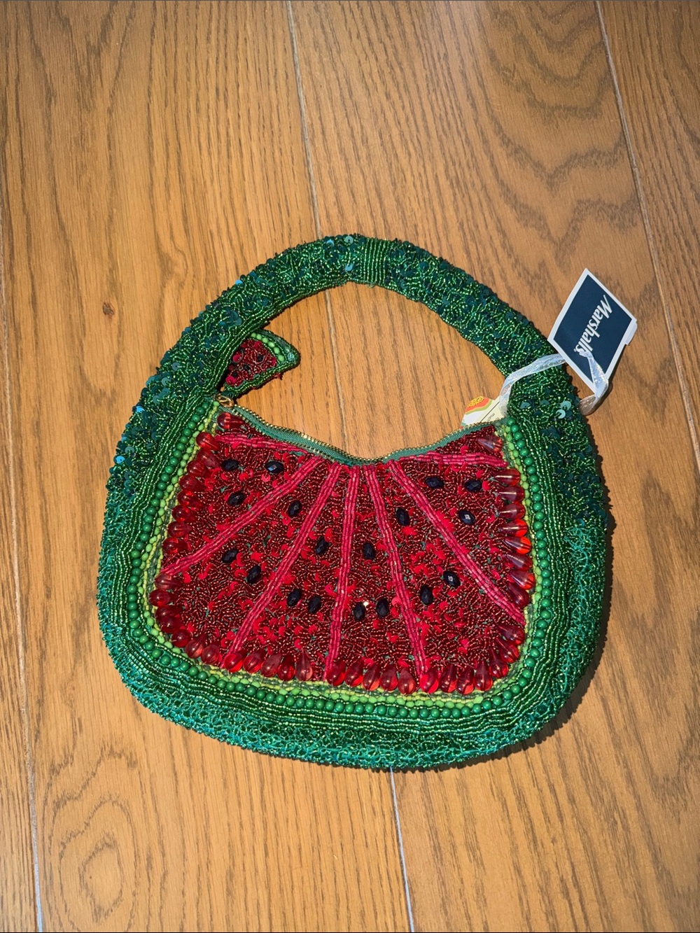 Hand Beaded Watermelon Red & Green Women’s Accent Bag